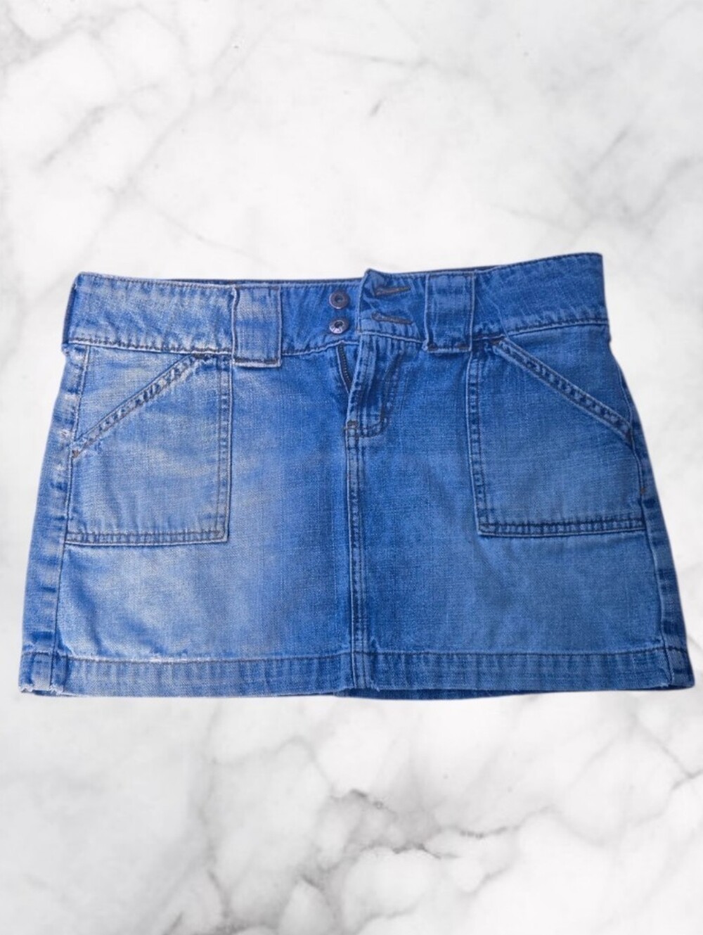 Lei's Distrested Blue Denim Mini Skirt
